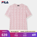 FILA 斐乐官方女子编织衫2025春季新款时尚休闲简约基础短袖上衣 灰紫粉-LP L 170/88A