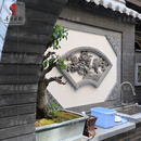 唐语砖雕仿古合成砖雕围墙 扇形镂空梅兰竹菊荷花牡丹1.2米宽 影壁墙装饰 扇形牡丹楼空窗LK1200-8 1200*620*55mm