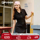 FILA FUSION斐乐潮牌女装梭织连衣裙2025夏季新款凉感功能工装裙 正黑色-BK L 170/88A/L
