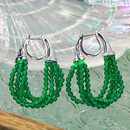 洛丽亚天然高冰翡翠a货耳环大气银镶冰透辣绿小米珠流苏圆环高级感耳扣