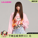 LALABOBO恶魔熊宽松卫衣女装设计感减龄宽松百搭长袖上衣潮牌LBDD-WSTS13 粉色 L