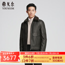 雅戈尔（YOUNGOR）真皮皮衣男士秋冬中青年毛领皮衣鹅绒内胆温暖舒适商场同款 黑色YPYX415479AFA XL 180/100A