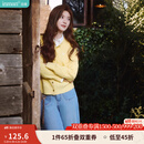茵曼（INMAN）章若楠同款复古老钱风女装开衫毛衣2025春夏季新品通勤感针织衫 浅黄色 L
