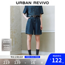 UR2025夏季新款女装休闲复古水洗压褶牛仔短裤UYU850039 蓝色 27