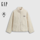 GAP女装2025秋季新款贴布绣logo仿羊羔绒宽松拉链立领外套843660 米色 M (165/88A) 亚洲尺码
