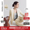 朗姿三醋酸西服外套职业装正装2025年夏季新款气质高级感白色西装 米白色 S