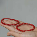 DOLD天然珊瑚手串深红沙丁圆珠简约单圈弹力手链送女朋友礼物 4mm