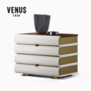 VENUSCASA意式轻奢主卧床头柜 豪宅卧室定制搭配系列 现代原创床头置物柜 Top Notch 北美黑胡桃面-珍珠白-香槟金 0.55M 床头柜