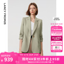 朗姿玫瑰的故事同款【Basic衣橱】新款气质修身职业通勤西装外套 卡其绿色2 L