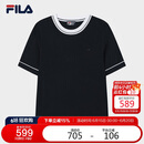 FILA斐乐官方女子编织衫2025夏季时尚休闲简约基础短袖上衣