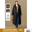 独束大码女装休闲宽松长款泡芙羽绒服2024冬季新款简约时尚外套 玄墨黑 M (尺码：1)