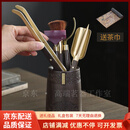 QWC轻奢品牌茶道六君子实木套装纯铜配件茶具6君子茶筒茶刀茶匙 木六君子