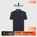 比音勒芬【清泉纱】春夏男士菱形格老花拼接翻领短袖针织polo衫