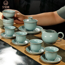 艾莹嘉青瓷天青色系列功夫茶具套装高档家用盖碗茶壶茶杯陶瓷商务礼品 王武天青色12件套 1件