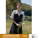 独束大码女装法式甜美重工假两件连衣裙夏季新款显瘦裙子22DS2314 静谧黑 M