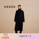 ERDOS 宽松落肩袖立领大翻领外套女毛呢大衣 黑 S 160/80A