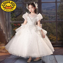 G.DUCKKIDS儿童礼服女童主持人花童婚纱小众轻奢女孩钢琴演奏生日公主裙高端 白色 160 建议13-14岁