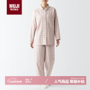 无印良品（MUJI）[自营限定款]无侧缝 双层纱织睡衣 浅粉红色格纹  M 