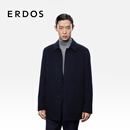 ERDOS男装纯羊绒大衣年早秋450g哑光小翻领案门襟毛呢外套 经典藏蓝 M 170/92A