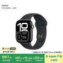 Apple/苹果 Watch Series 10 智能手表GPS款42毫米亮黑色铝金属表壳黑色运动型表带S/M MX1M3CH/B