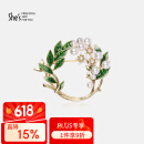 She's茜子 撞色滴油栀子花胸针别针高档女士胸花 生日礼物 送女友