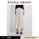 DAZZLE 地素半裙2025夏季新款白色褶皱半裙 白色 S