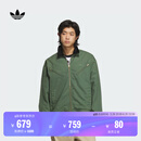 adidas情侣款经典宽松运动保暖翻领棉服外套阿迪达斯官方三叶草 氧化绿/金 L