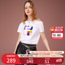 FILA 斐乐女装官方女士短袖T恤夏季休闲运动内搭t恤运动上衣 标准白-F11W118151F M （165/84A/M）