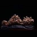 聚檀阁檀香如意福瑞满堂印度老山檀香精雕如意摆件九鹿踏灵芝玄关装饰 如意福瑞满堂印度老山檀香