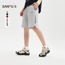 三福2025夏季男士时尚拼接中裤 休闲宽松橡筋腰头裤子男502969 杏色 32