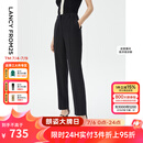 朗姿黑色气质高腰直筒修身职业西装裤夏季新款工作正装裤子 黑色4 S