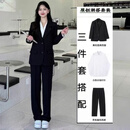 梵奥格（FANAOGE）小个子西装套装女生西装一整套大学生答辩面试工作服正装职业装 三件套[正装西服+白衬衫+西裤] 带垫肩 M 【建议95-110斤】 急件当日发-联系客服可顺丰