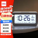 得力（deli）儿童节礼物充电电子闹钟背光家用学生儿童温湿度计床头钟开学升学必备白 LE103A