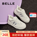 百丽透气网面小白鞋女款厚底板鞋B1831BM4 米白/银 37