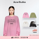 Acne Studios 男女同款 做旧1996印花宽松落肩长袖T恤上衣CL0197 糖果粉色 S