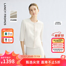 朗姿醋酸气质高级感2025年夏季新款白色短外套薄款通勤小香风女士 米白色 L