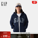 Gap男女装2025春季新款重磅绒布刺绣logo拉链连帽卫衣外套721232 海军蓝 2XL (185/104A)亚洲尺码
