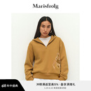 Marisfrolg【城市户外】Marisfrolg玛丝菲尔2025春新款拉链连帽落肩袖卫衣 雅丹咖 L