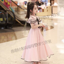 女童夏装连衣裙2025新款儿童公主裙夏季小女孩长裙女大童裙子童装 粉色 120 cm