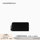 EMPORIO ARMANI/阿玛尼官方旗舰【礼物】新款男女情侣款牛皮革长款手拿钱包早秋 80001-黑色