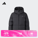 adidas 600蓬拒水防泼宽松鸭绒羽绒服面包服女阿迪达斯官方轻运动   黑色   L