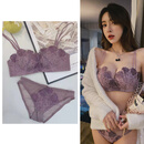 爱慕秋夏品牌高端内衣女小胸聚拢显大性感蕾丝上托收副乳文胸套装 紫色套装 75B 性感上托