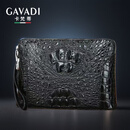卡梵蒂（GAVADI）七夕泰国轻奢鳄鱼皮手包男真皮大容量密码锁手抓包手拿包 2023黑色【9001S头骨款】2025