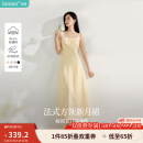 茵曼（INMAN）章若楠同款欧若风法式吊带连衣裙2025夏季新品女装淡鹅黄色裙子 浅黄色 (方领) M