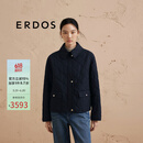 ERDOS 翻领格纹商务通勤短款女棉服外套 藏蓝 170/88A/L
