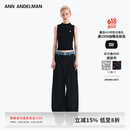ANN ANDELMAN【明星同款】 官方直营 牛仔腰头拼接西裤直筒长裤 黑色 36