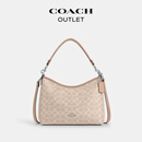 蔻驰（COACH）奥莱女士女包经典标志LAUREL流浪包单肩包斜挎通勤麻将包 SV/沙黄色/灰褐色