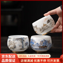 QWC轻奢品牌茶杯主人杯冰种玉瓷茶杯陶瓷个人专用大号喝茶杯子茶碗 茂林修竹-罗汉杯