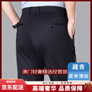 GUYN轻奢品牌男士西裤男桑蚕丝夏季薄款男裤休闲长裤子商务直筒裤 藏青 藏青 29 推荐体重90-104斤