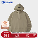 FILA FUSION斐乐潮牌女子连帽卫衣2025春季新款休闲宽松针织上衣 豆青褐-BN 160/80A/S